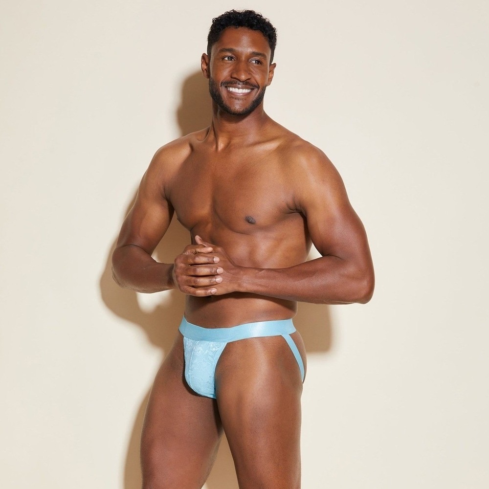 Cosabella Never Say Never Mens Blue Floral Lace Jockstrap Underwear New